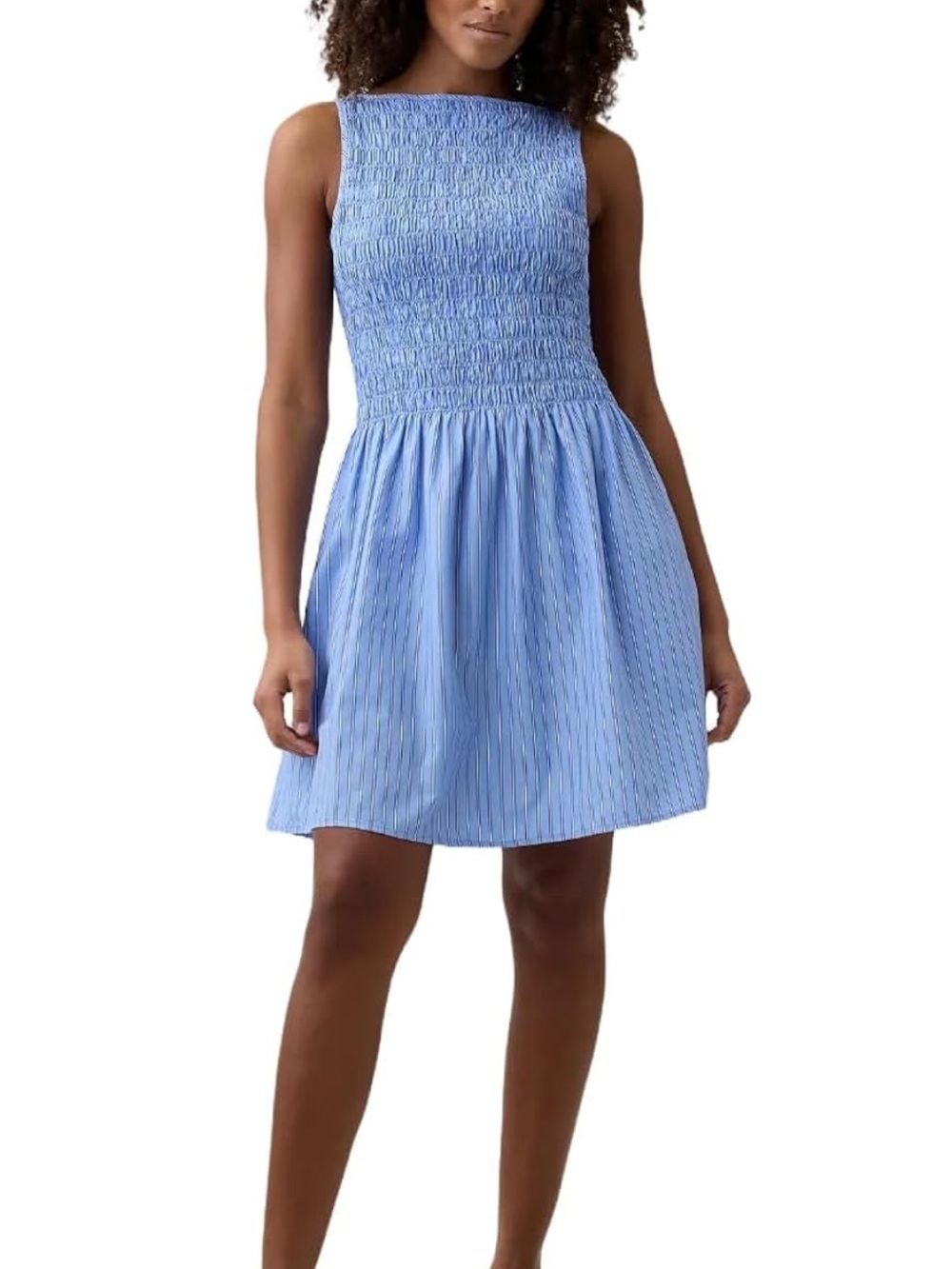 GAP Blue Sleeveless Smocked Waist Mini Dress